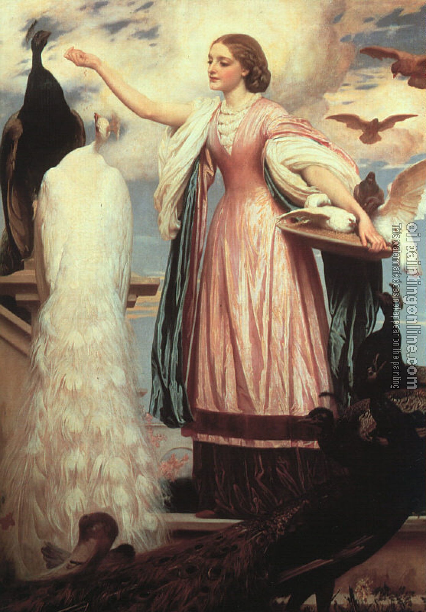 Leighton, Lord Frederick - A Girl Feeding Peacocks